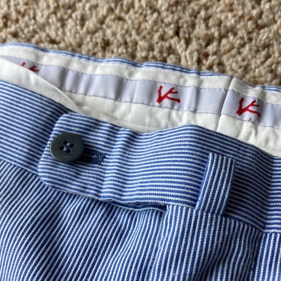 Isaia Napoli Men’s Blue White Stripe Seersucker Flat Front Trousers Pants 42 - Picture 4 of 16